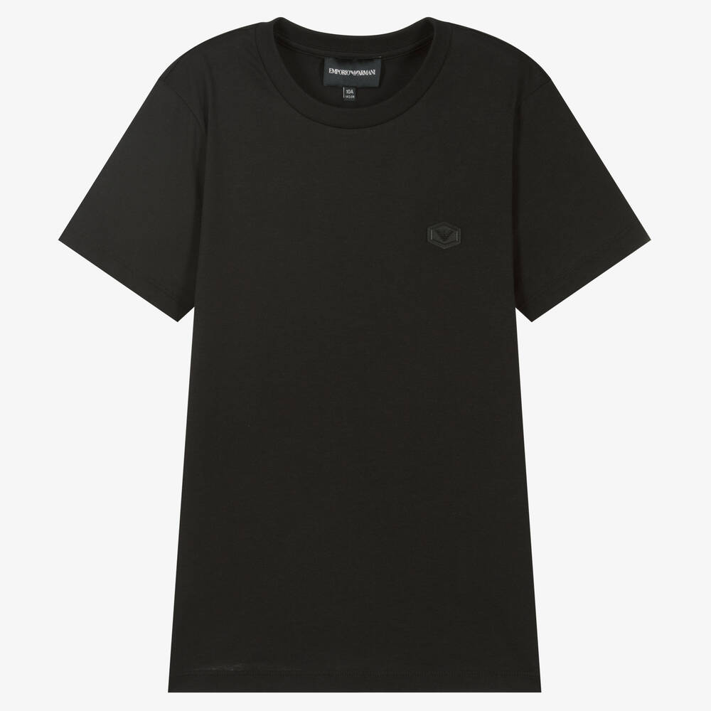 Emporio Armani - Schwarzes Teen Adler-T-Shirt (J) | Childrensalon