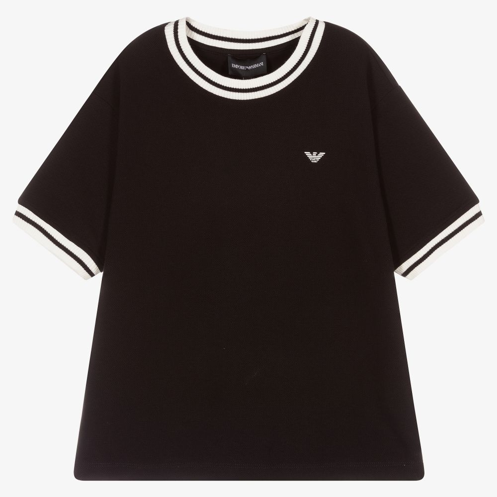 Emporio Armani - Teen Boys Black Logo T-Shirt | Childrensalon