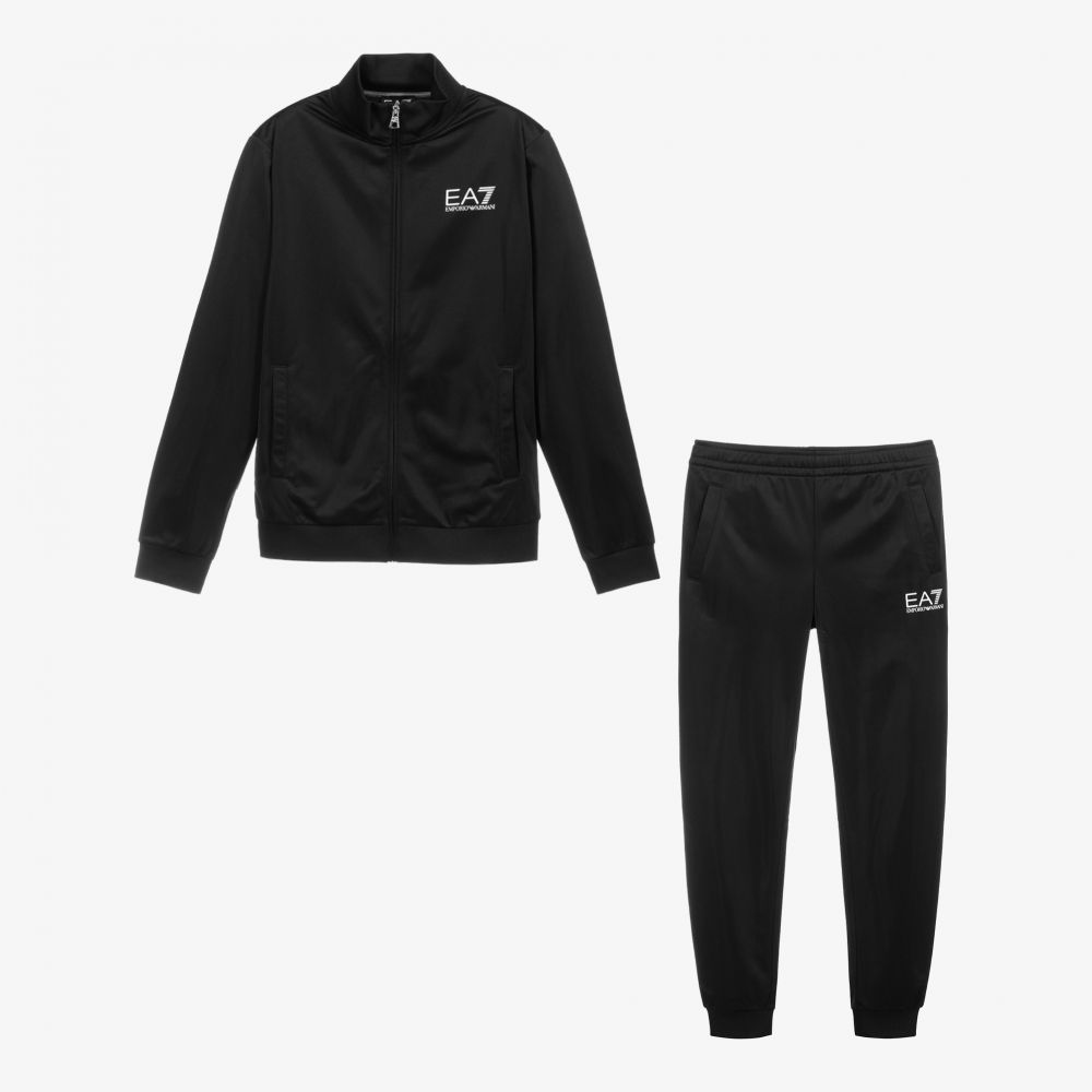 Emporio Armani - Teen Boys Black Logo Tracksuit | Childrensalon