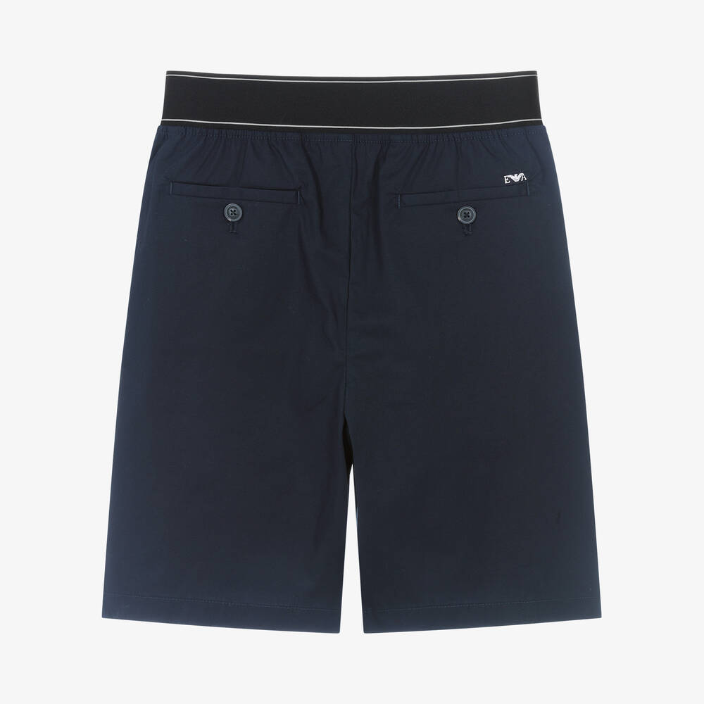 Emporio Armani-Teen Boys Blue Bermuda Logo Shorts | Childrensalon Outlet