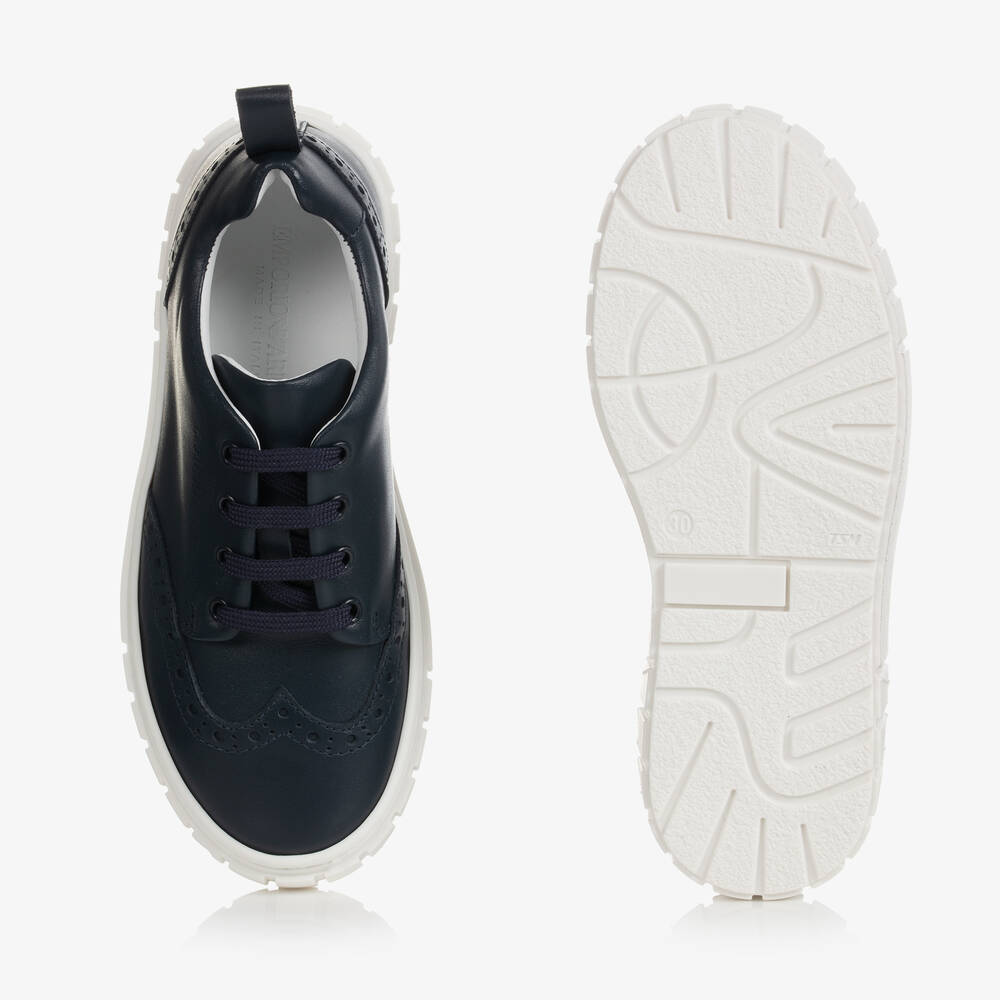 Emporio Armani-Teen Boys Blue Brogue Trainers | Childrensalon Outlet