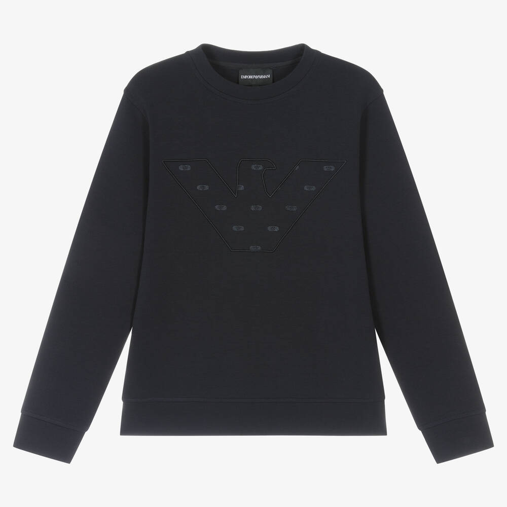 Emporio Armani - Blaues Adler-Baumwoll-Sweatshirt | Childrensalon