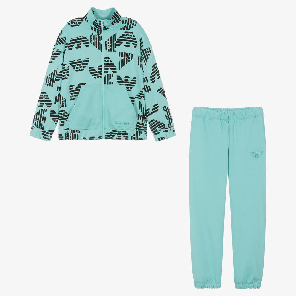 Emporio Armani - Teen Boys Blue Cotton Eagle Tracksuit | Childrensalon