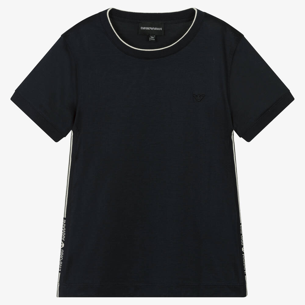 Emporio Armani - Teen Boys Blue Cotton T-Shirt | Childrensalon