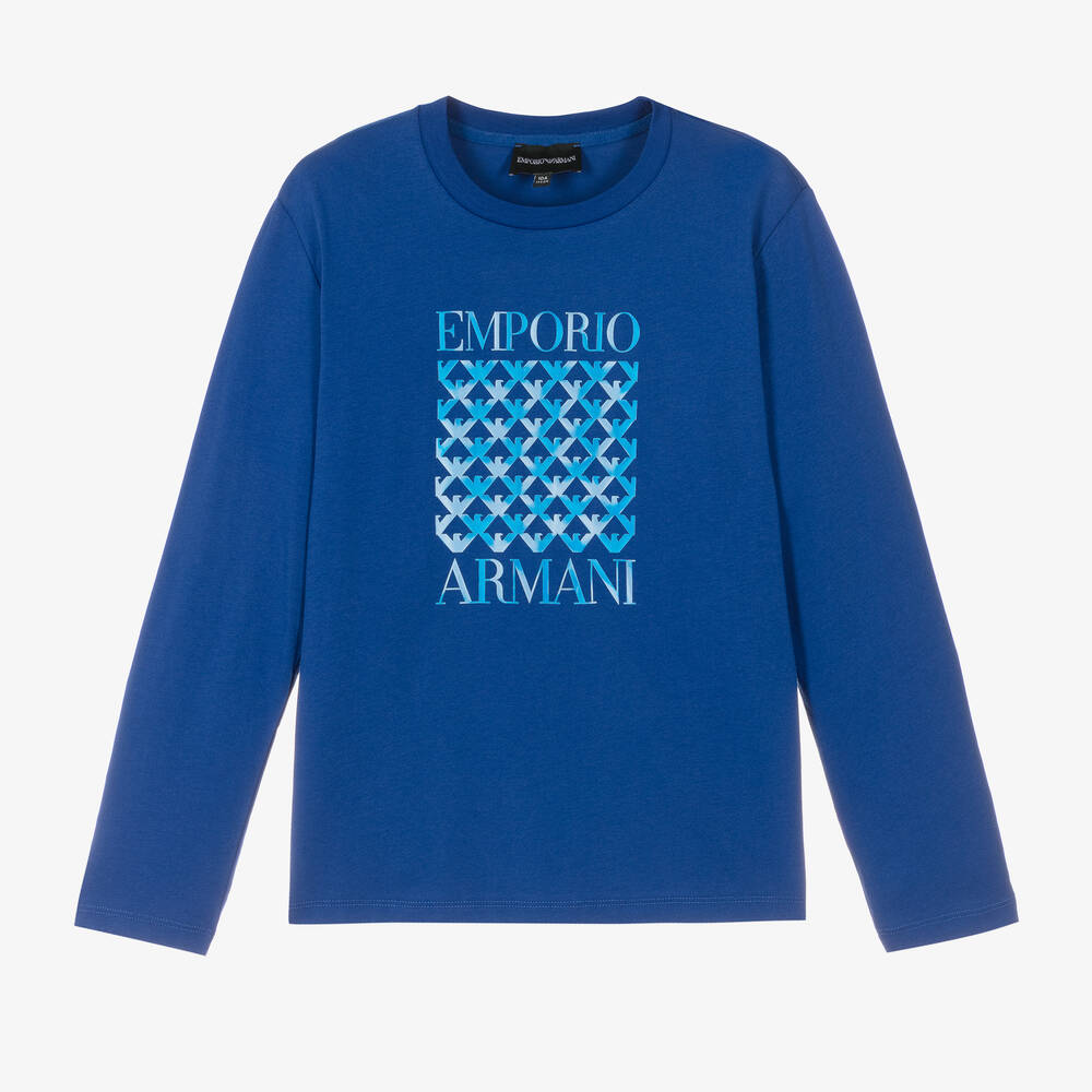 Emporio Armani-Teen Boys Blue Cotton Top | Childrensalon Outlet