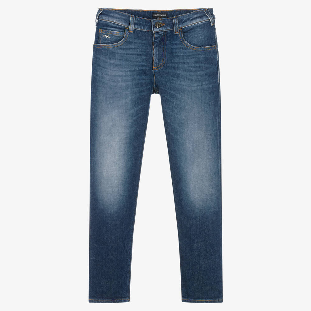 Emporio Armani - Teen Boys Blue Denim Regular Jeans | Childrensalon