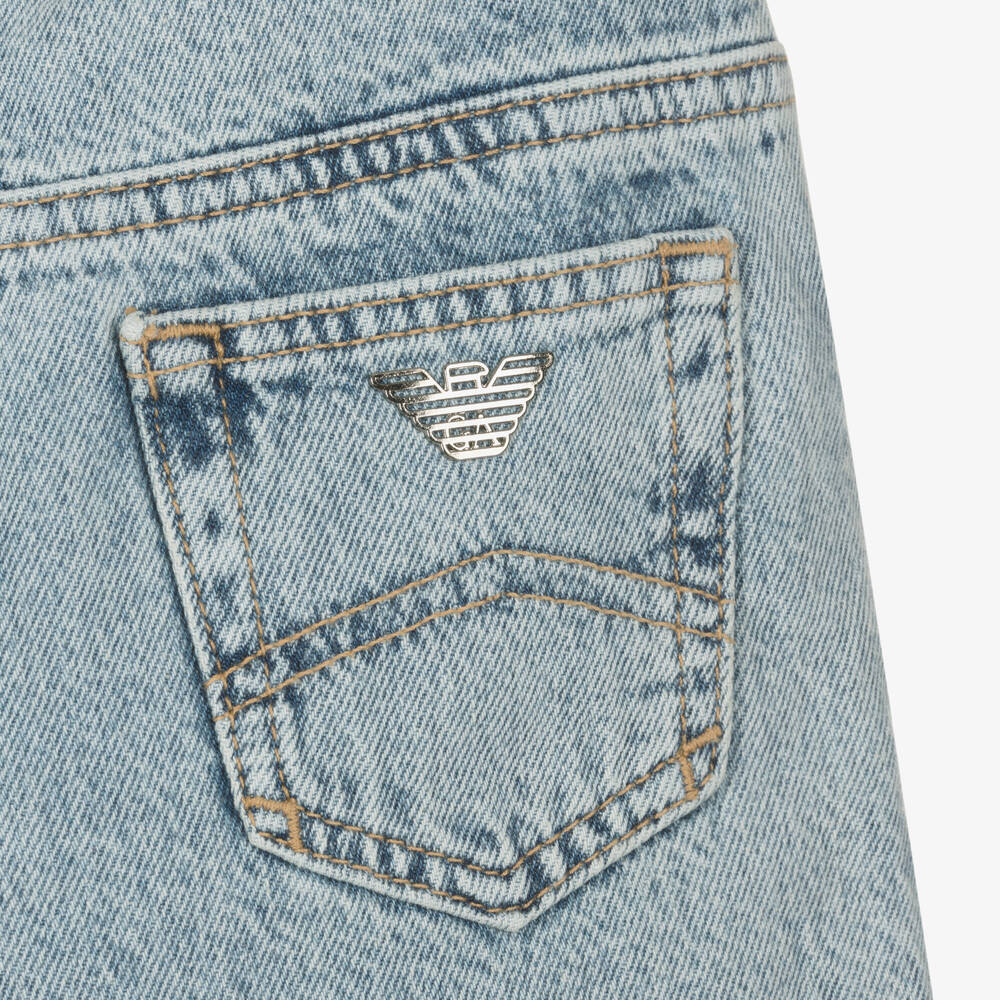Emporio Armani-Teen Boys Blue Denim Shorts | Childrensalon Outlet