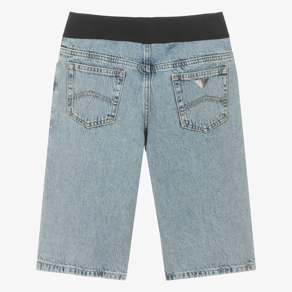 Emporio Armani-Teen Boys Blue Denim Shorts | Childrensalon Outlet