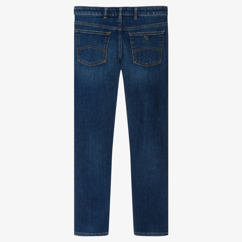 Emporio Armani Teen Boys Blue Denim Straight Leg Jeans Childrensalon Outlet