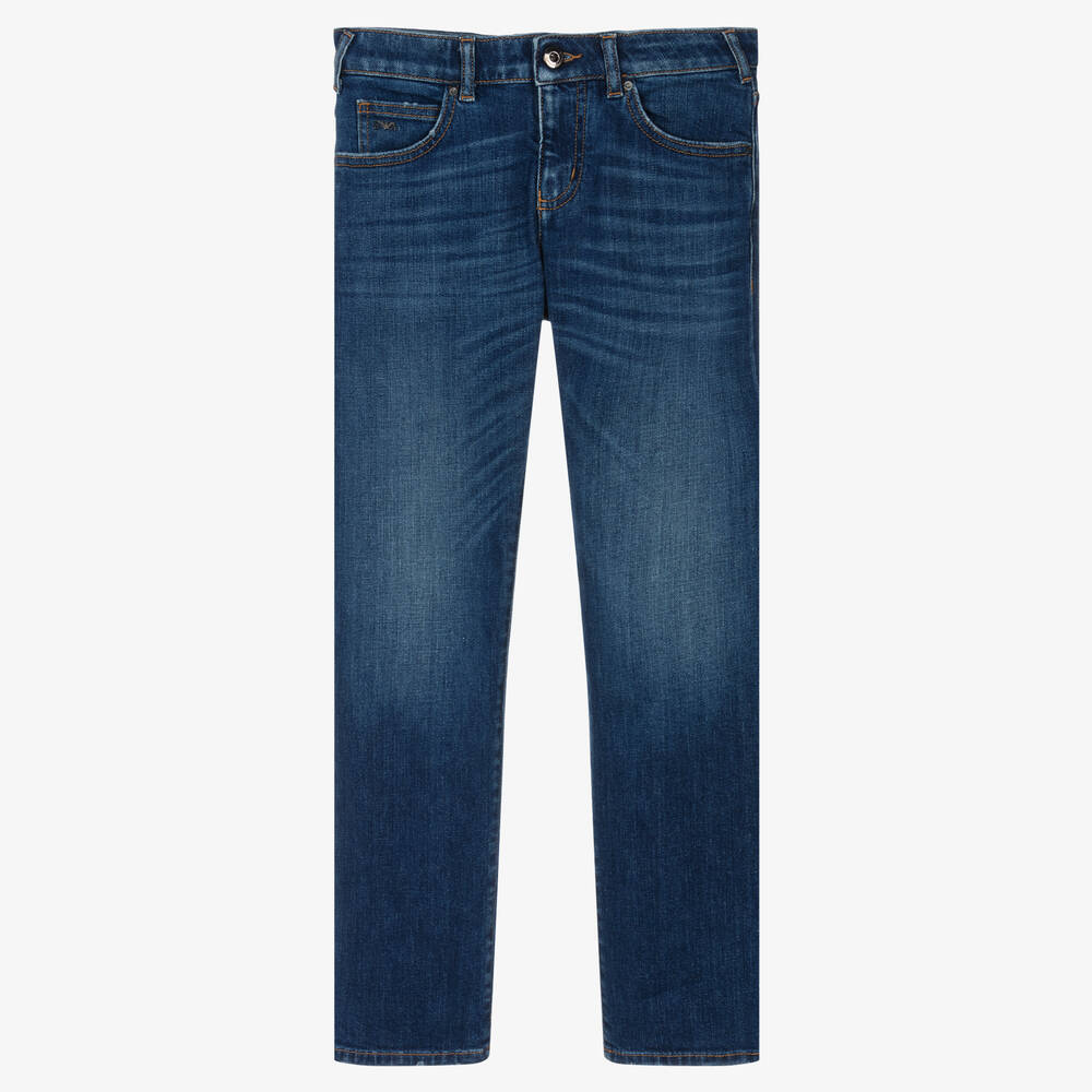 Emporio Armani - Синие прямые джинсы для подростков | Childrensalon