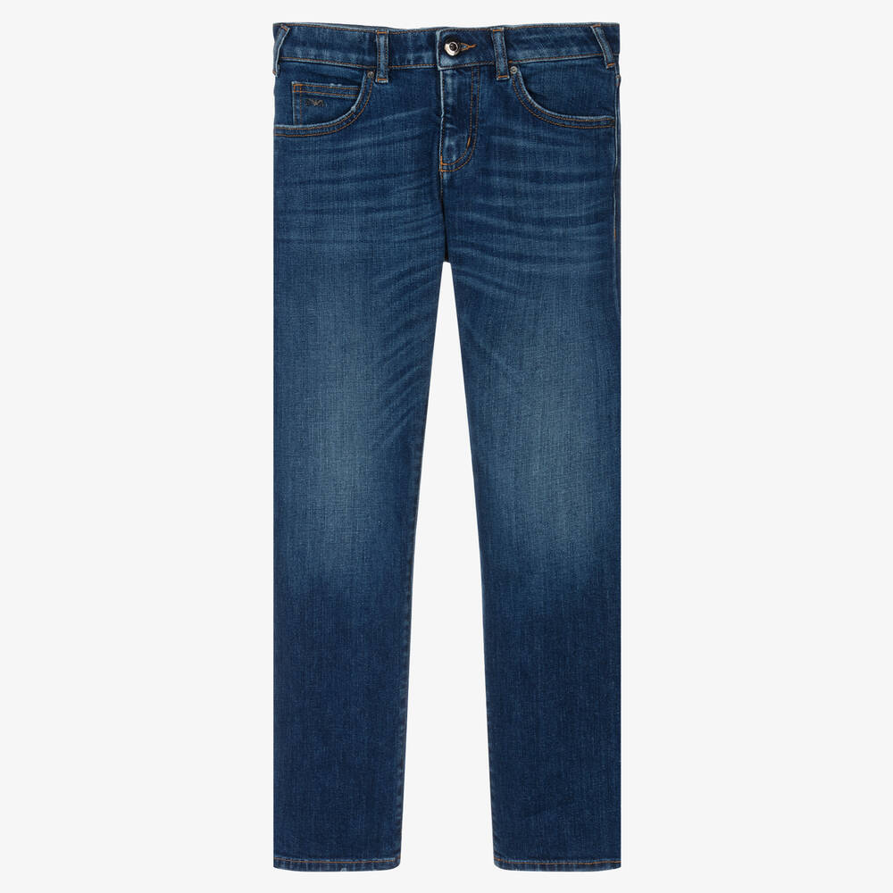 Emporio Armani - Teen Boys Blue Denim Straight Leg Jeans | Childrensalon