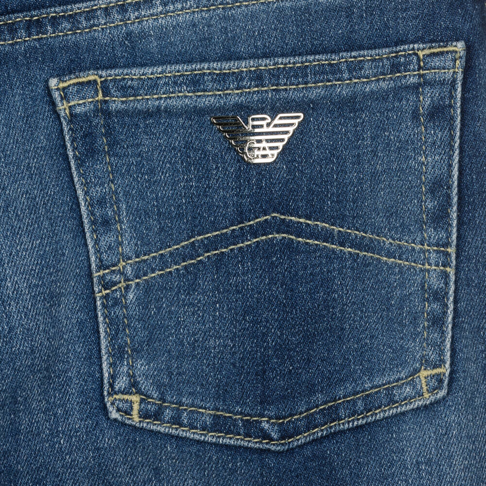 Emporio Armani-Teen Boys Blue Denim Straight Leg Jeans | Childrensalon Outlet