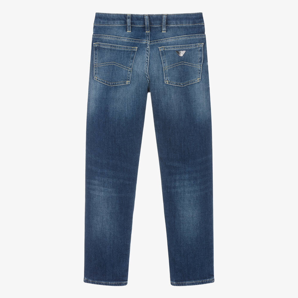 Emporio Armani-Teen Boys Blue Denim Straight Leg Jeans | Childrensalon Outlet