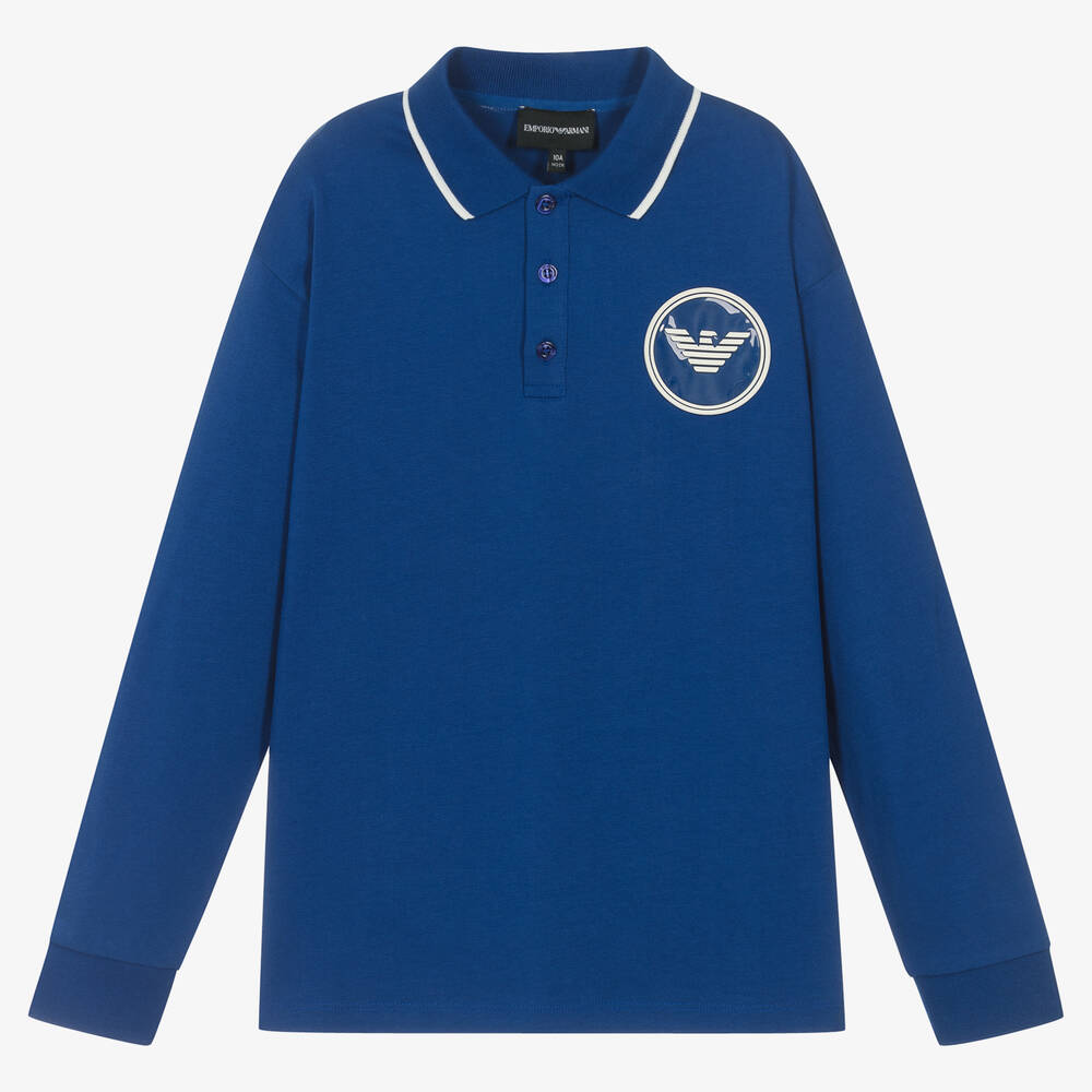 Emporio Armani - Blaues Teen Poloshirt mit Adler | Childrensalon