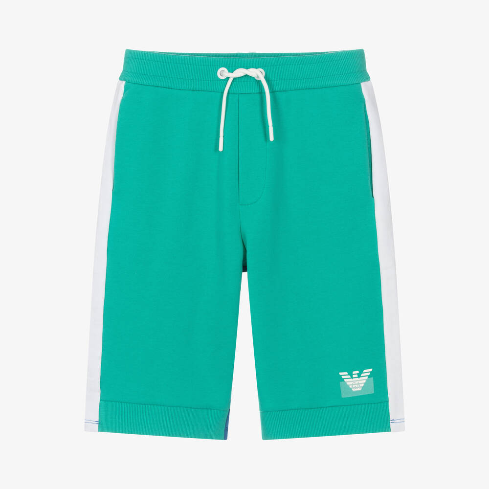 Emporio Armani - Teen Boys Blue & Green Logo Shorts | Childrensalon