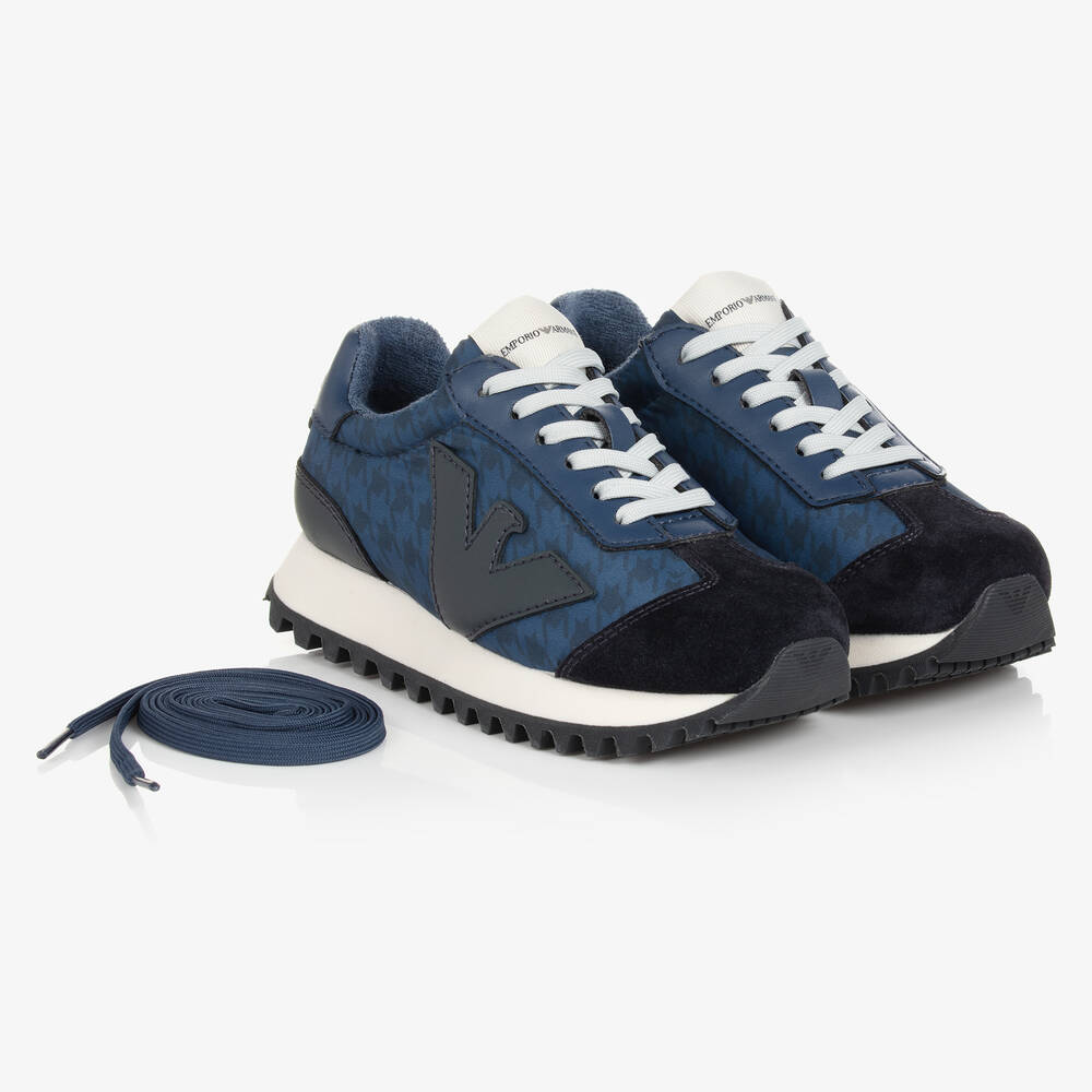 Emporio Armani-Синие кроссовки в гусиную лапку | Childrensalon Outlet