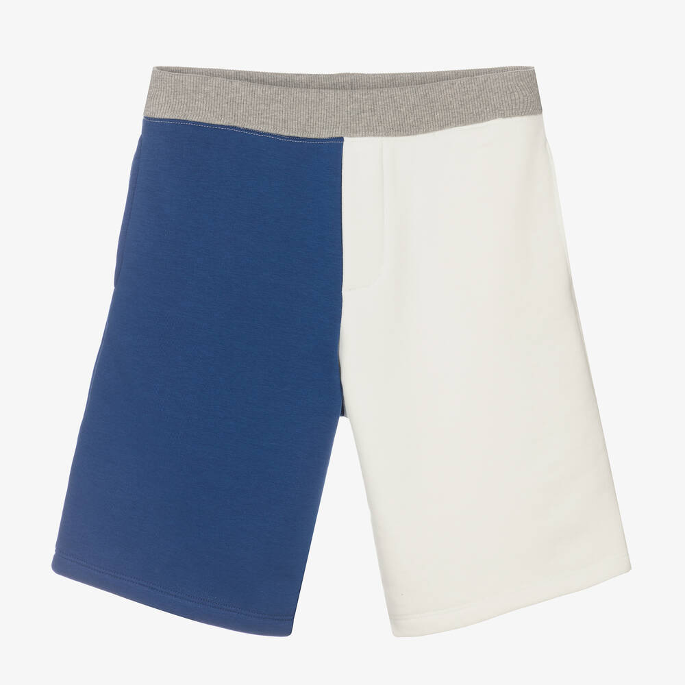 Emporio Armani - Teen Boys Blue & Ivory Jersey Shorts | Childrensalon