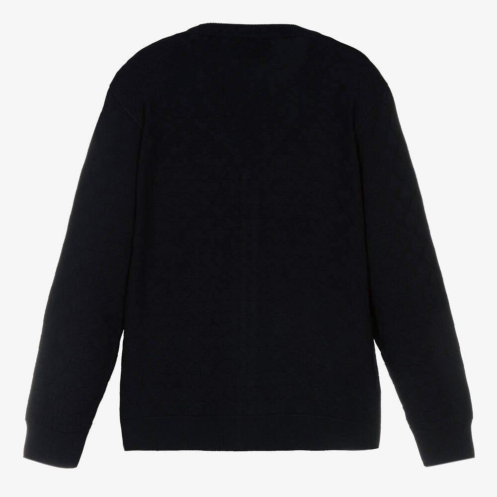 Emporio Armani-Синий вязаный кардиган | Childrensalon Outlet