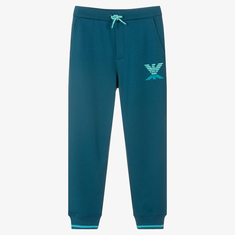 Emporio Armani - Teen Boys Blue Logo Joggers | Childrensalon