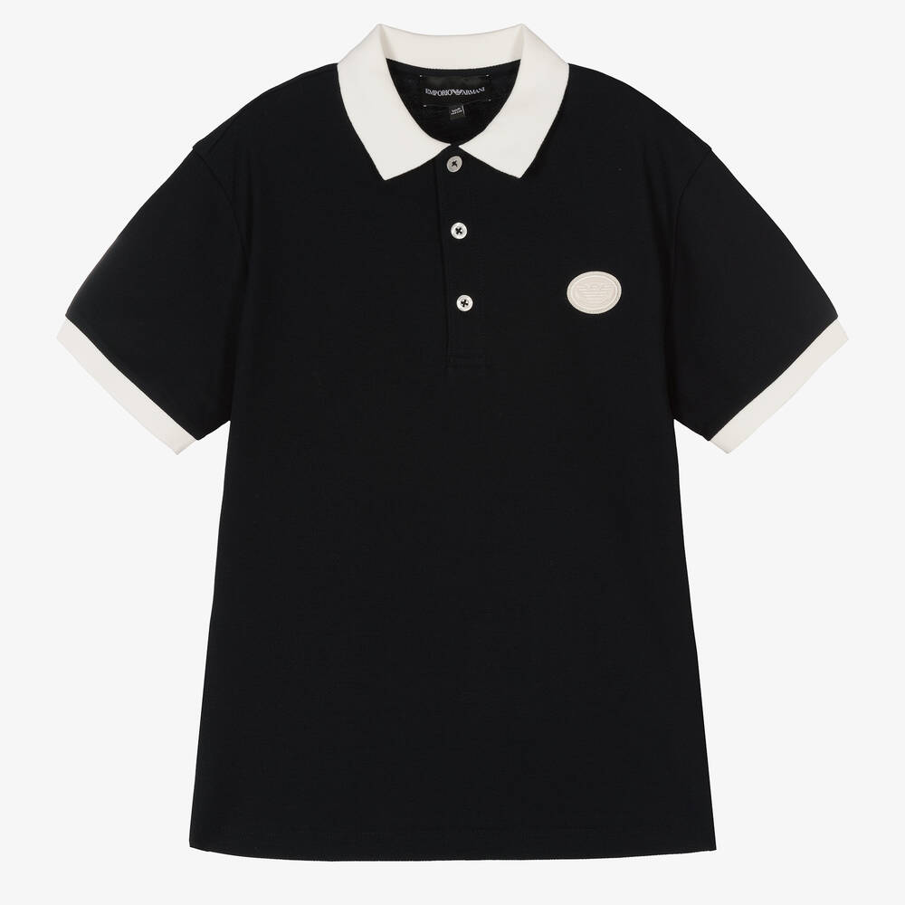 Emporio Armani - Teen Boys Blue Logo Polo Shirt | Childrensalon