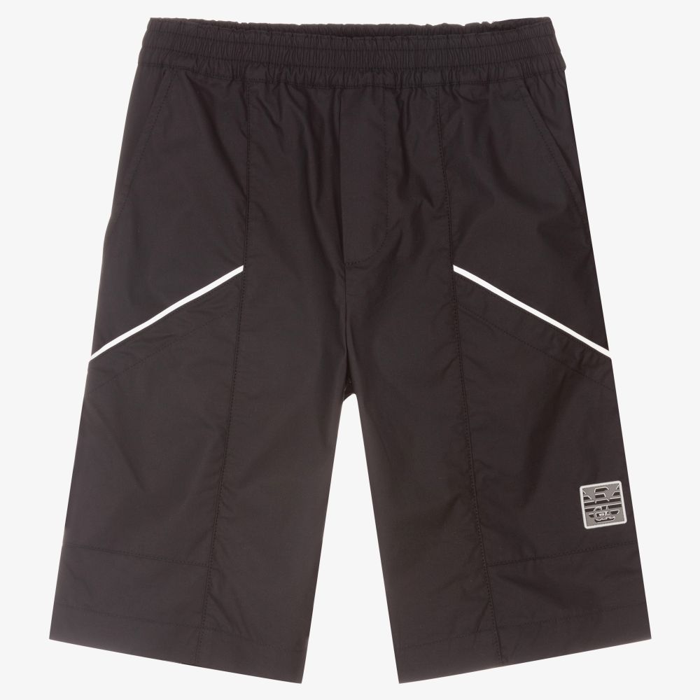 Emporio Armani-Teen Boys Blue Logo Shorts | Childrensalon Outlet