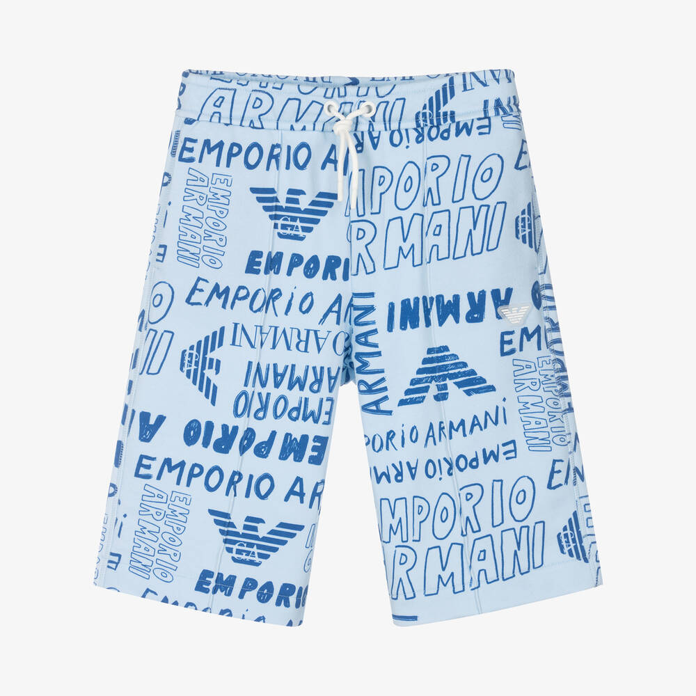 Emporio Armani - Teen Boys Blue Logo Shorts | Childrensalon