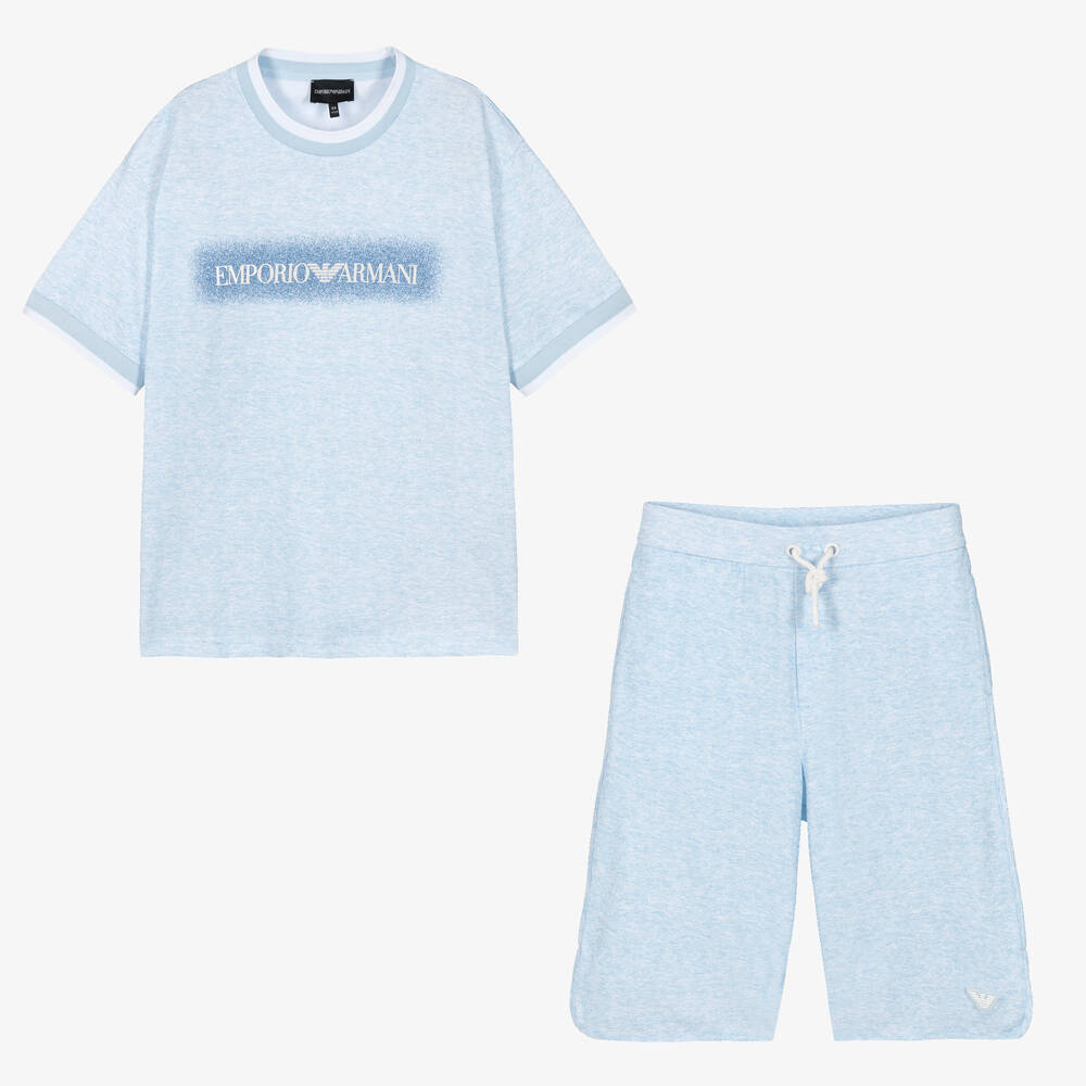 Emporio Armani - Teen Boys Blue Logo Shorts Set | Childrensalon