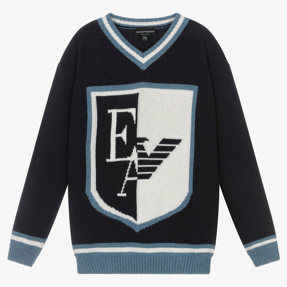 Emporio Armani - Teen Boys Blue Logo Sweater | Childrensalon