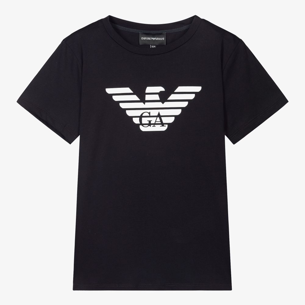 Emporio Armani - Teen Boys Blue Logo T-Shirt | Childrensalon
