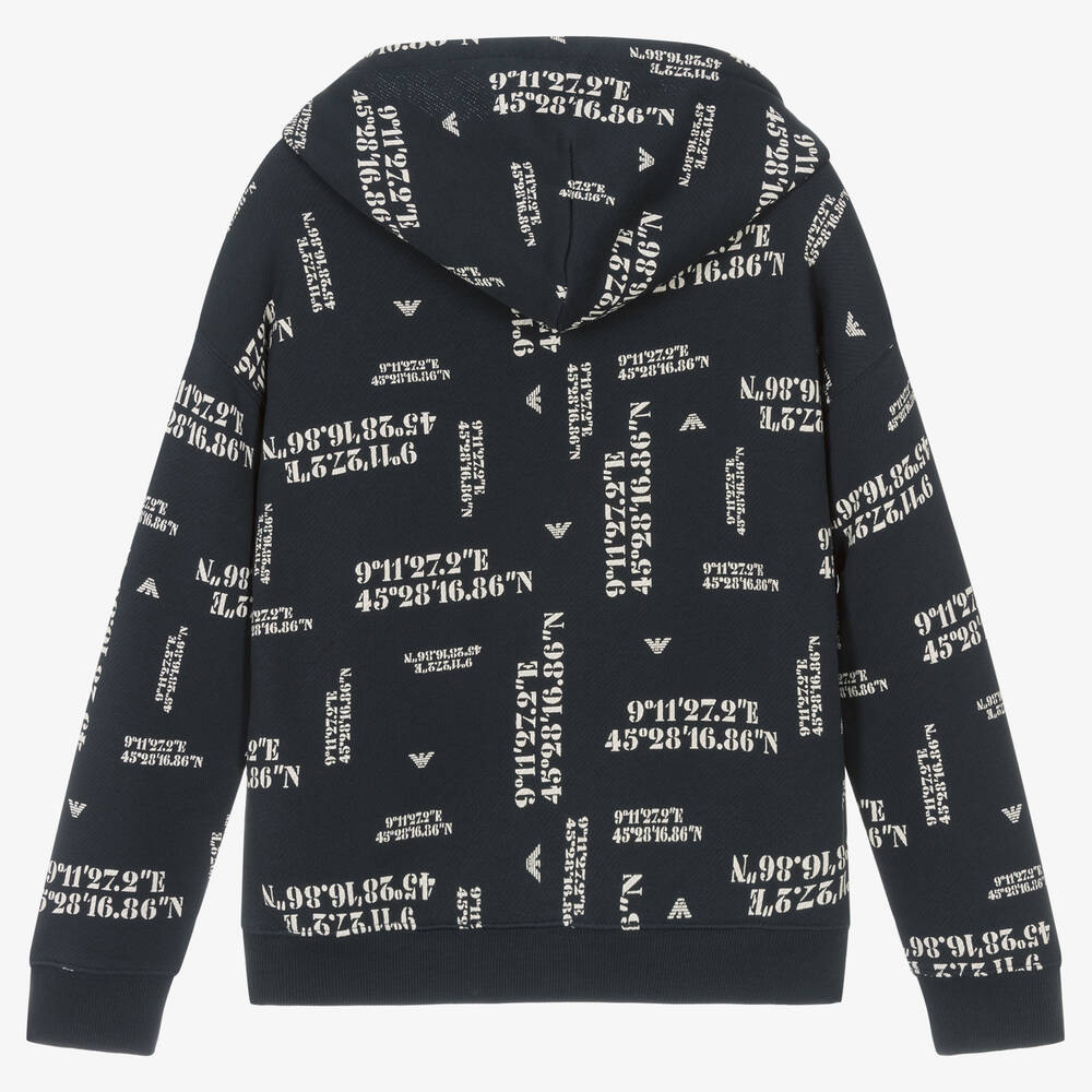 إمبوريو أرماني-توب هودي تينز ولادي قطن جيرسي عضوي لون كحلي | Childrensalon Outlet