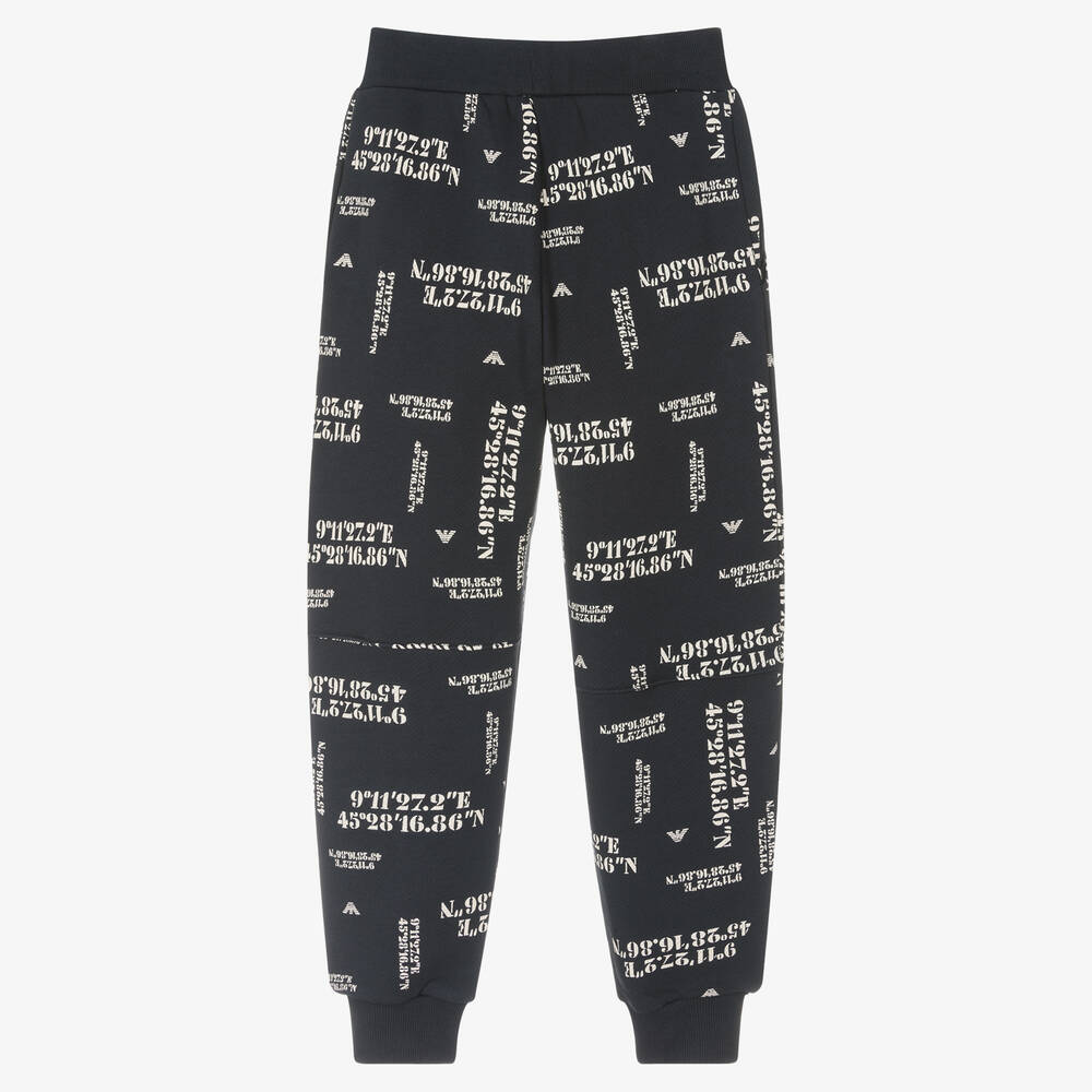 Emporio Armani-Teen Boys Blue Organic Cotton Joggers | Childrensalon Outlet