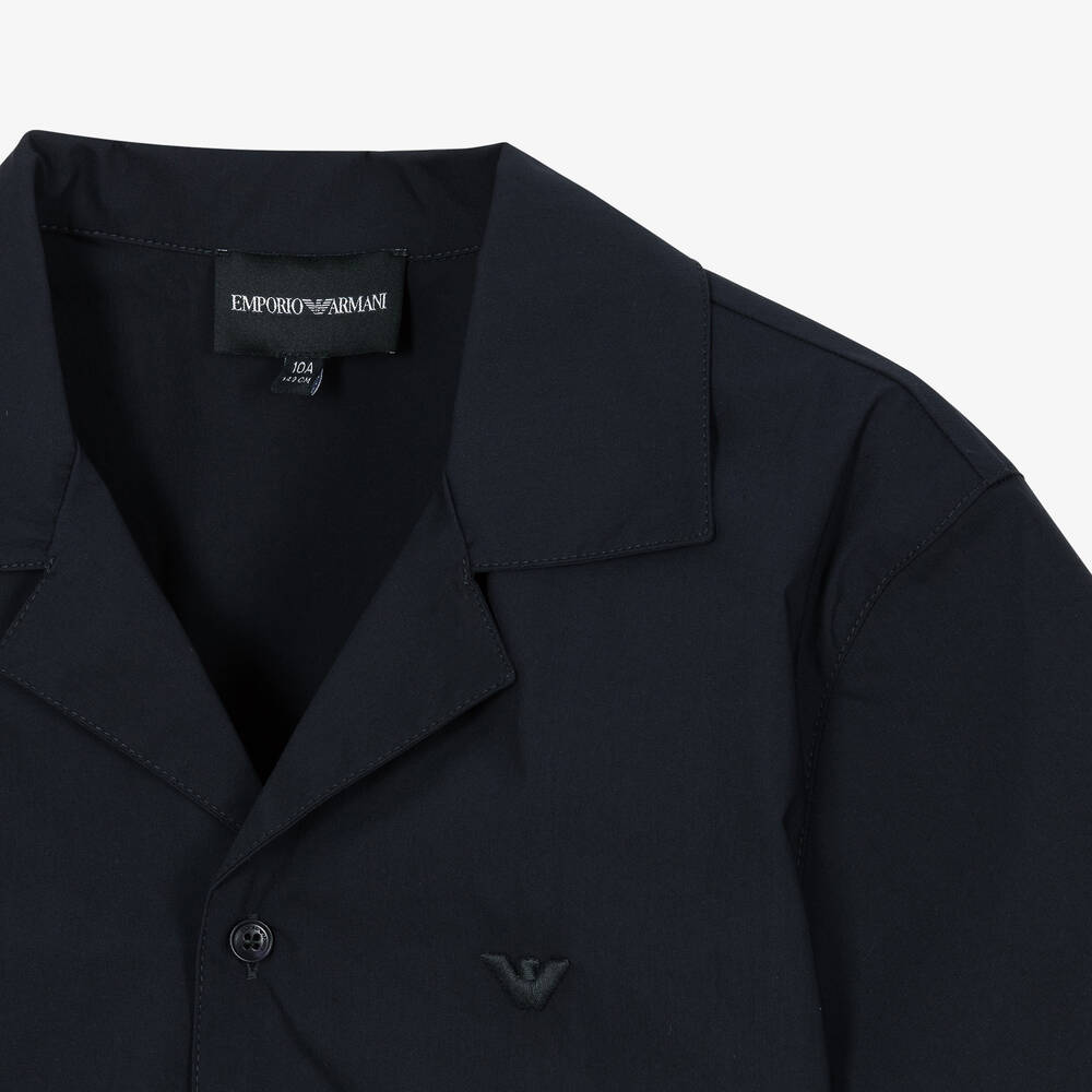 Emporio Armani-Teen Boys Blue Shirt & Shorts Set | Childrensalon Outlet