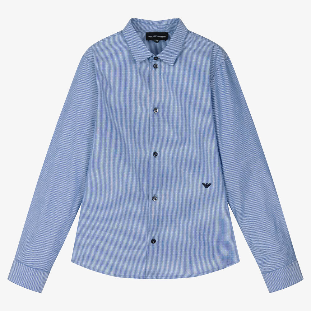 Emporio Armani - Blau gestreiftes Teen Hemd (J) | Childrensalon