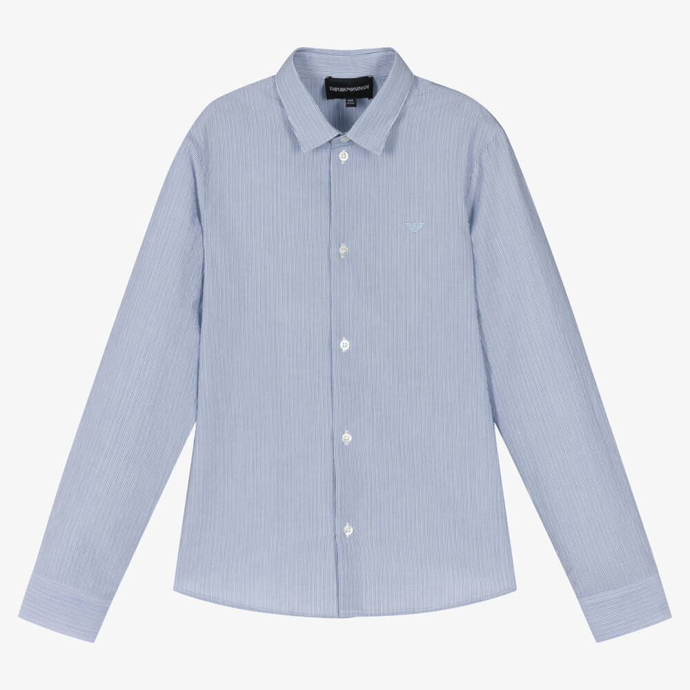 Emporio Armani - Chemise bleue rayée ado garçon | Childrensalon