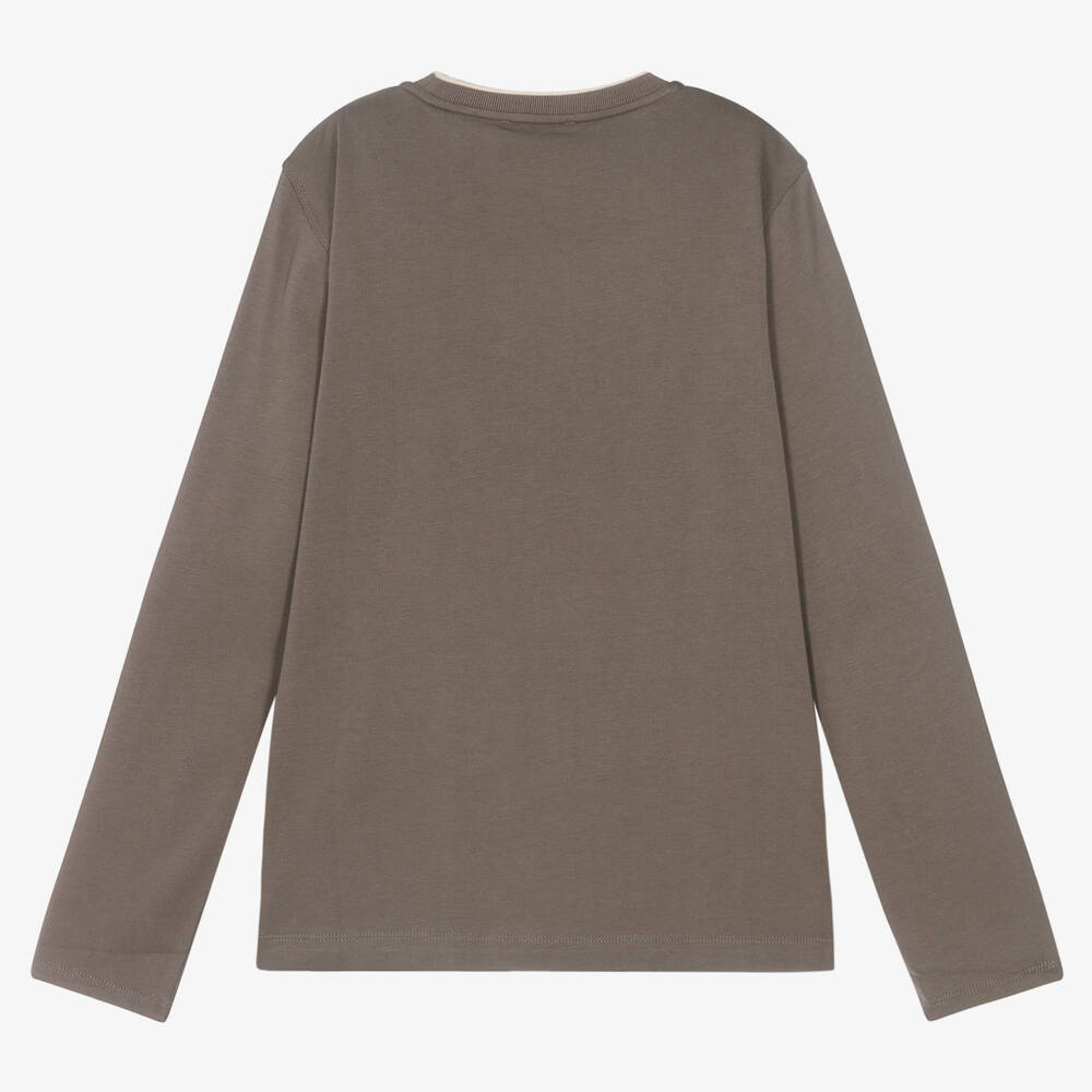 Emporio Armani-Teen Boys Brown Cotton Eagle Top | Childrensalon Outlet