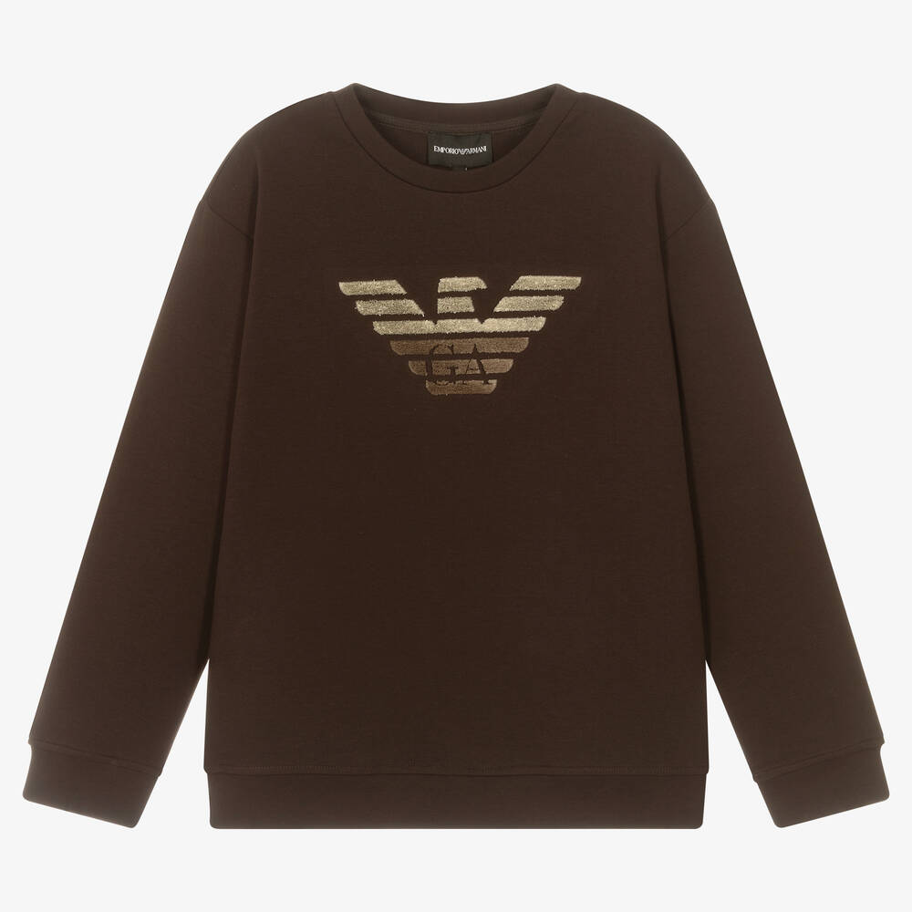 Emporio Armani - Teen Boys Brown Logo Sweatshirt | Childrensalon