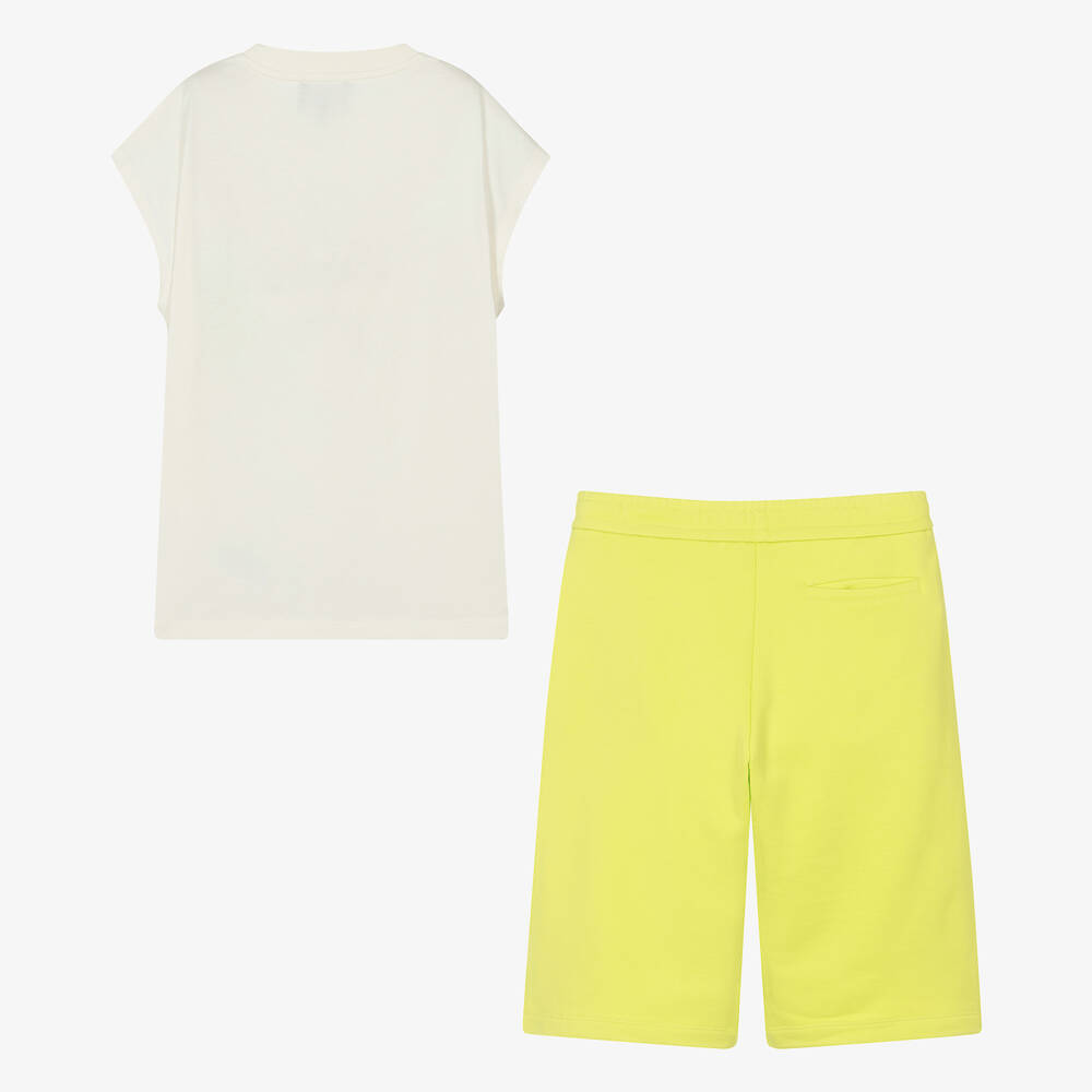 Emporio Armani-Teen Boys EA Crew Green Cotton Shorts Set | Childrensalon Outlet