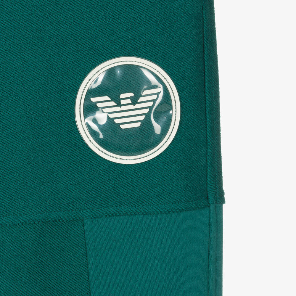 Emporio Armani-Teen Boys Green Cotton Eagle Joggers | Childrensalon Outlet