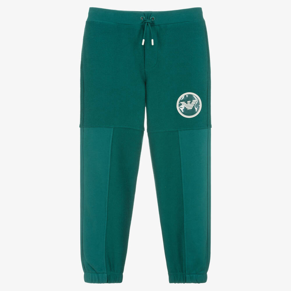 Emporio Armani - Teen Boys Green Cotton Eagle Joggers | Childrensalon