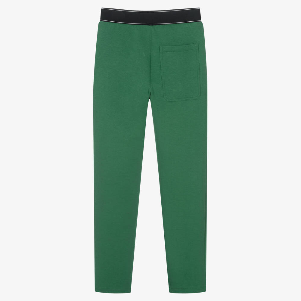 Emporio Armani-بنطلون تينز ولادي قطن جيرسي لون أخضر | Childrensalon Outlet