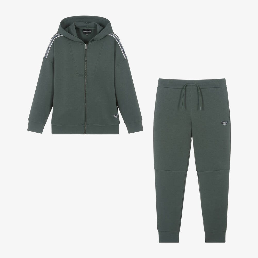 Boys khaki green tracksuit shop