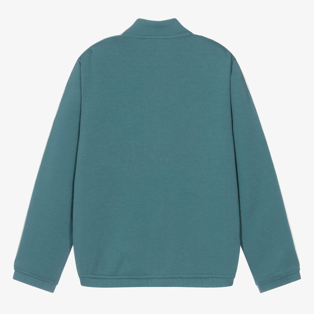 Emporio Armani-Teen Boys Green Cotton Zip-Up Top | Childrensalon Outlet
