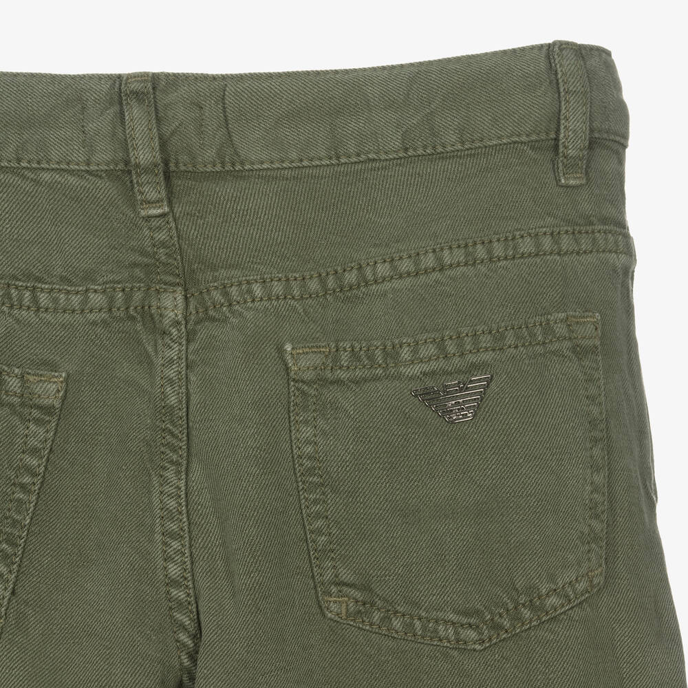 Emporio Armani-Teen Boys Green Denim Straight Leg Jeans | Childrensalon Outlet