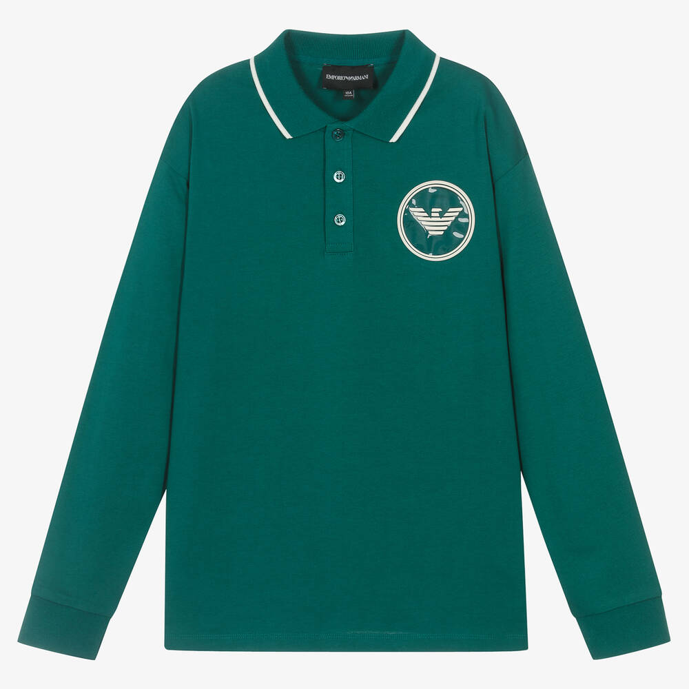 Emporio Armani - Teen Boys Green Eagle Polo Shirt | Childrensalon