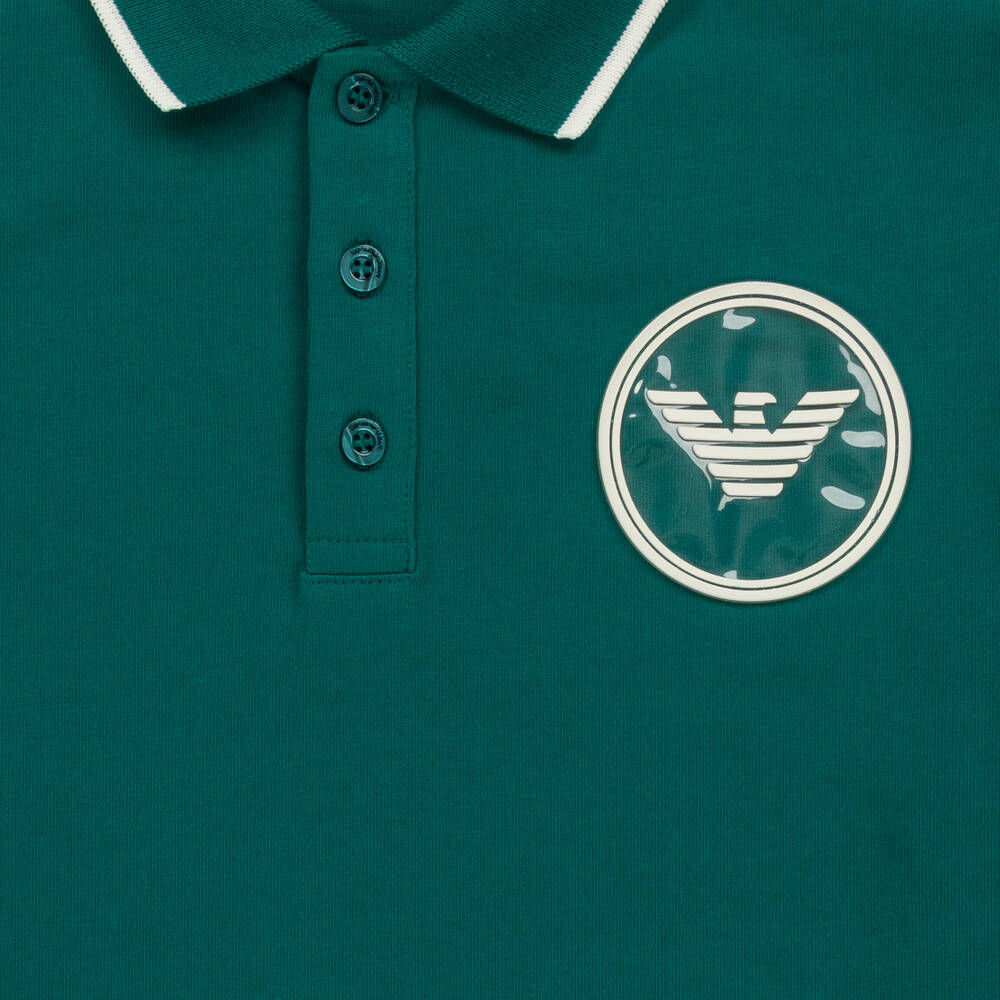 Emporio Armani-Teen Boys Green Eagle Polo Shirt | Childrensalon Outlet