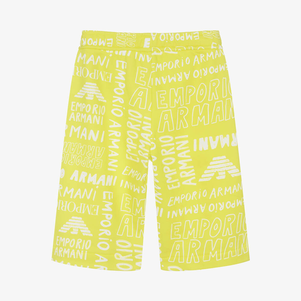 إمبوريو أرماني-شورت تينز ولادي قطن جيرسي لون أخضر ليموني | Childrensalon Outlet