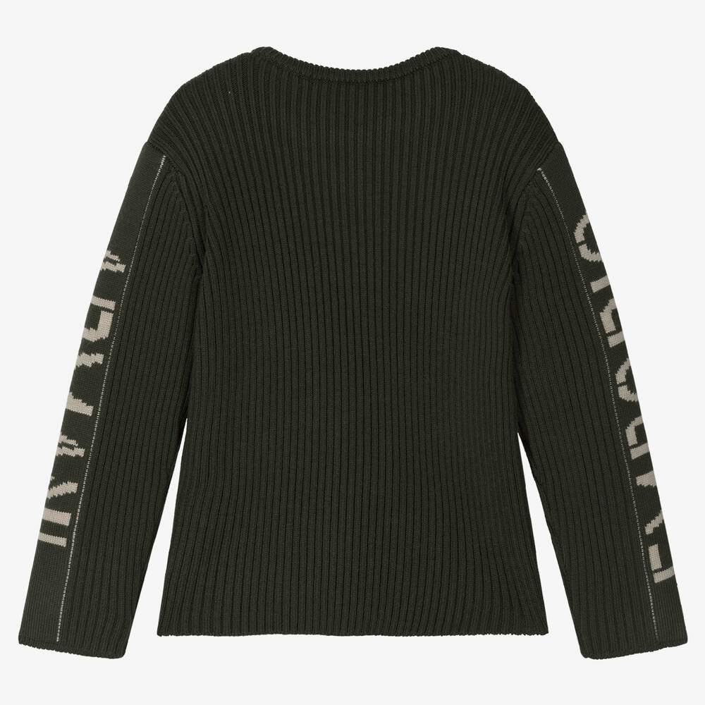 Emporio Armani-Teen Boys Green Knitted Wool Sweater | Childrensalon Outlet