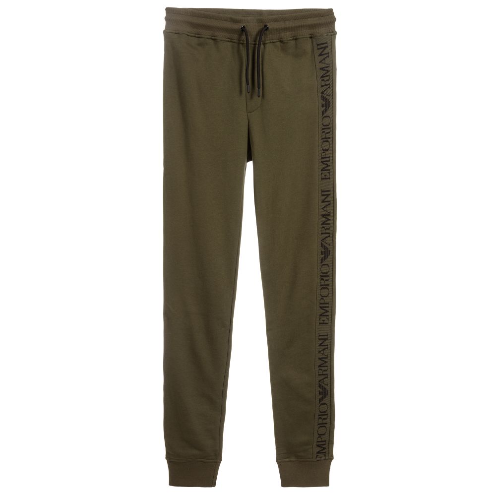 Emporio Armani - Teen Boys Green Logo Joggers | Childrensalon