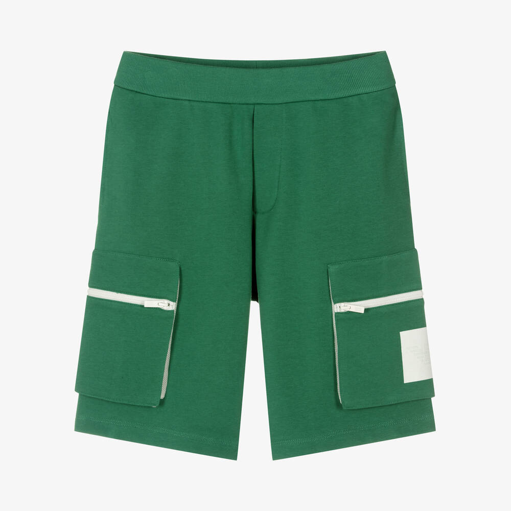 Emporio Armani-Teen Boys Green Logo Shorts | Childrensalon Outlet