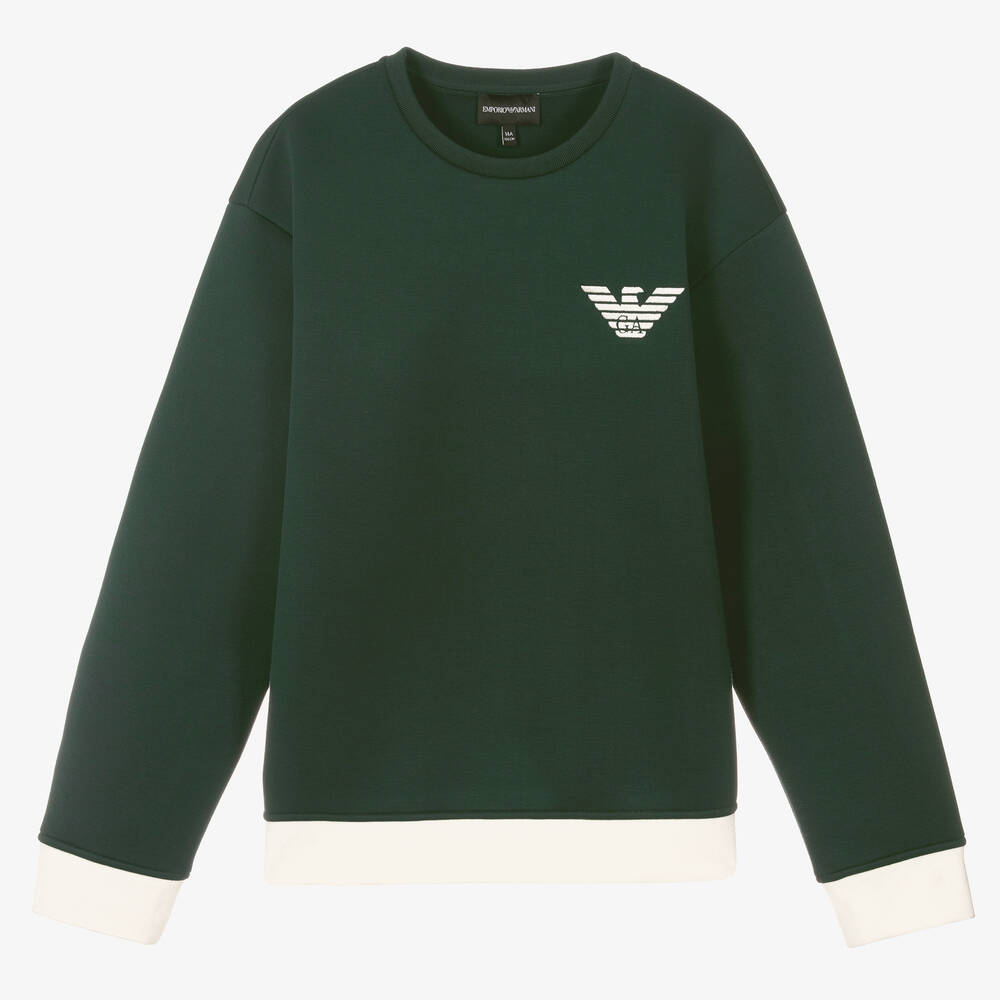 Emporio Armani - Teen Boys Green Logo Sweatshirt | Childrensalon